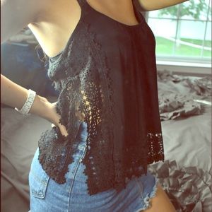 HOT BLACK LACE TOP